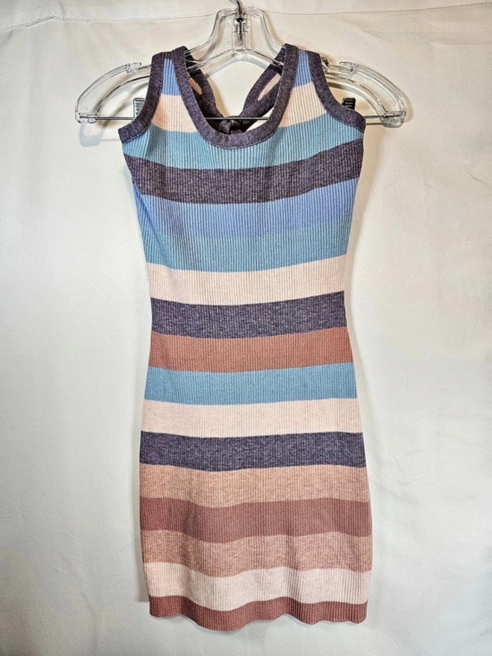 Fashion Nova Striped Halter Mini Dress in Blue & Pink Size 1X Bodycon